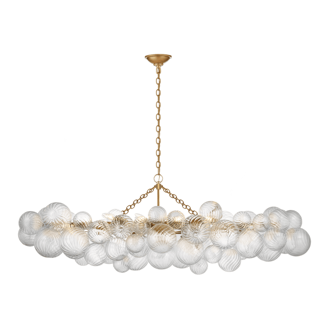 Talia Large Linear Chandelier - Gild with Clear Swirled Glass Visual Comfort 1