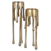 Richmond Interiors Lorin Brushed Gold Candle Holder - Small