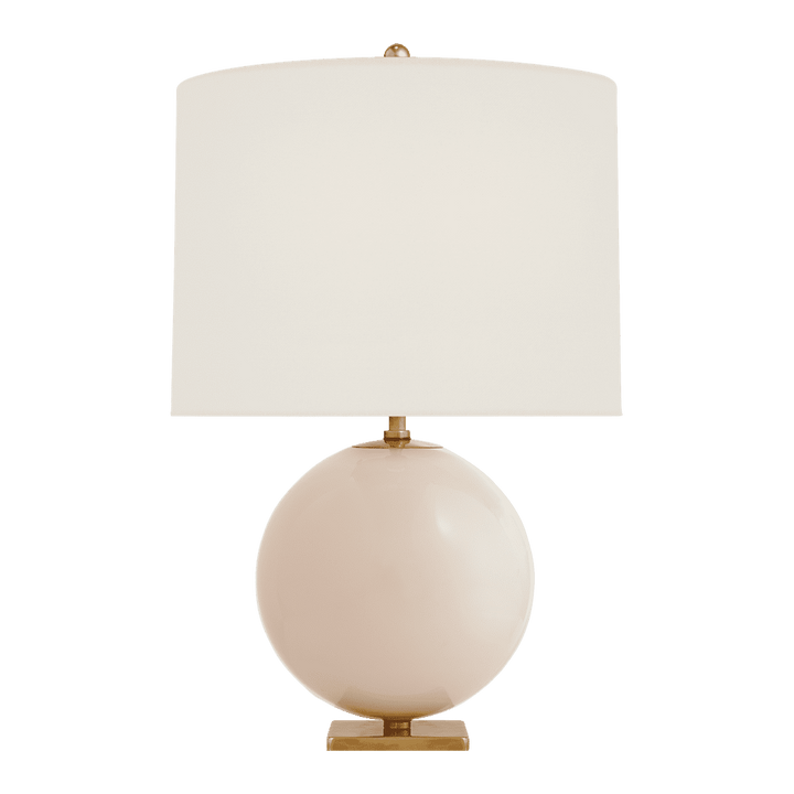 Elsie Table Lamp - Blush Painted Glass with Cream Linen Shade Visual Comfort 1