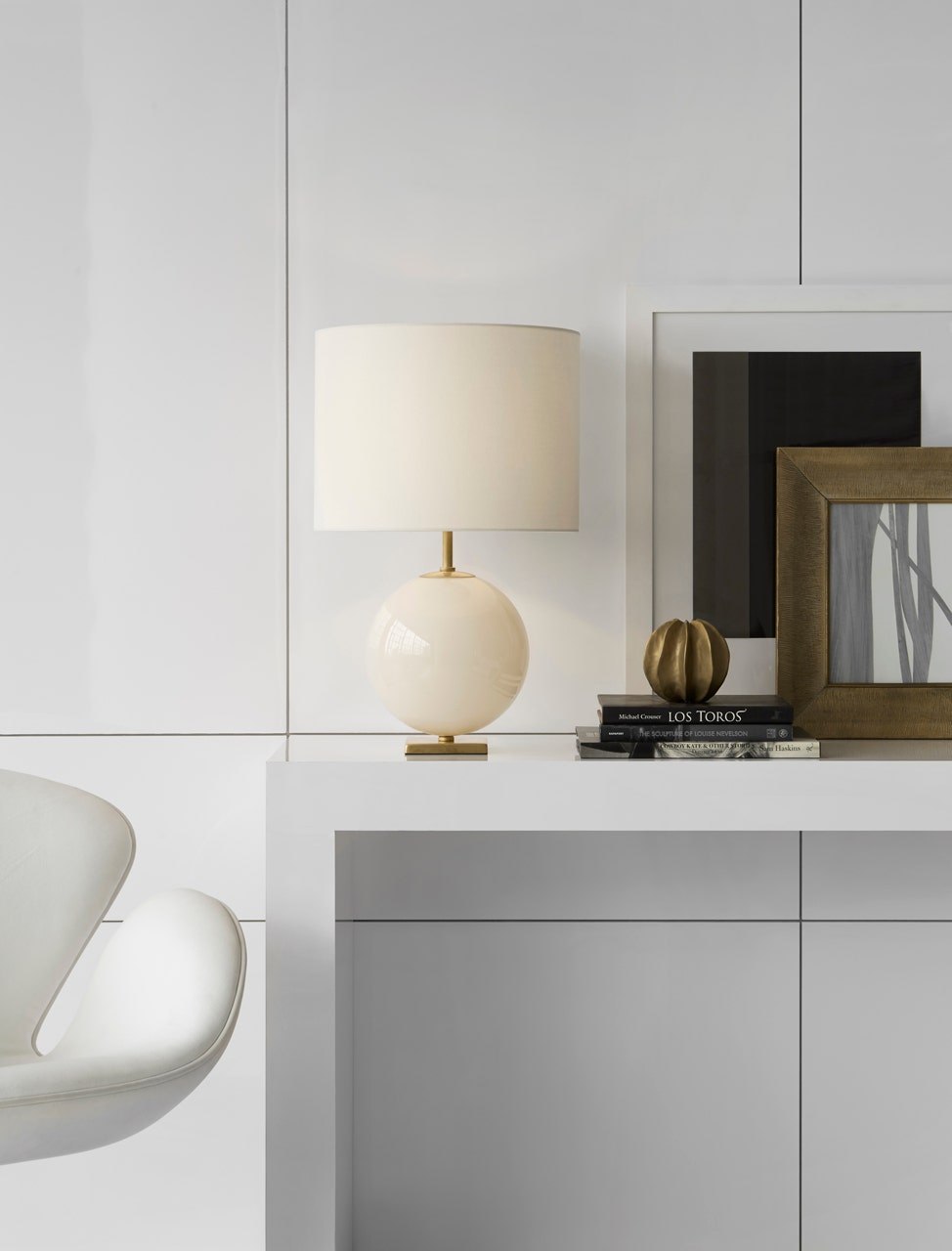 Elsie Table Lamp - Blush Painted Glass with Cream Linen Shade Visual Comfort 2