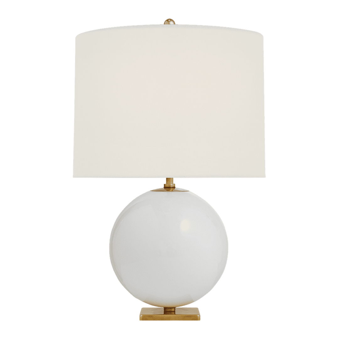 Elsie Table Lamp - Cream Reverse Painted Glass with Cream Linen Shade Visual Comfort 1