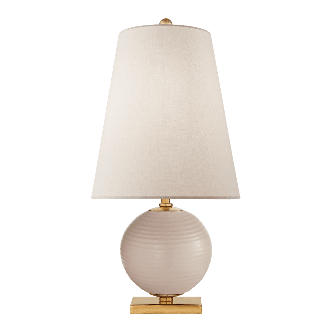 Corbin Mini Accent Lamp - Blush with Linen Shade Visual Comfort 1