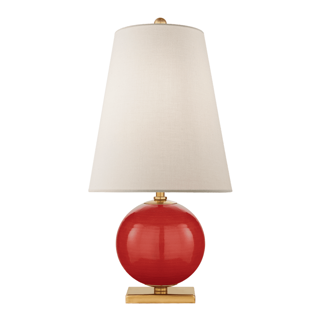 Corbin Mini Accent Lamp - Maraschino with Cream Linen Shade Visual Comfort 1
