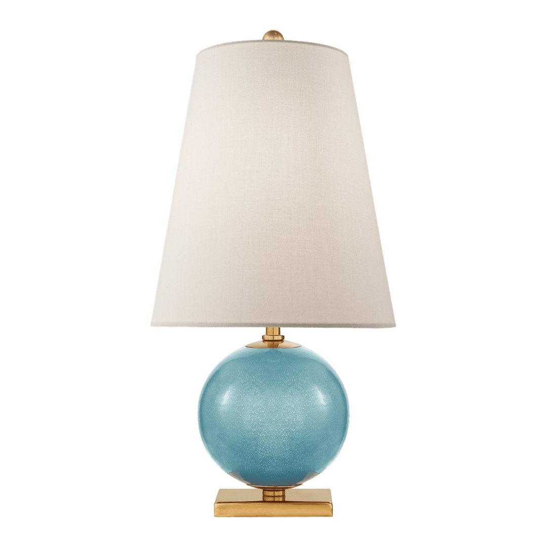 Corbin Mini Accent Lamp - Sandy Turquoise with Cream Linen Shade Visual Comfort 1
