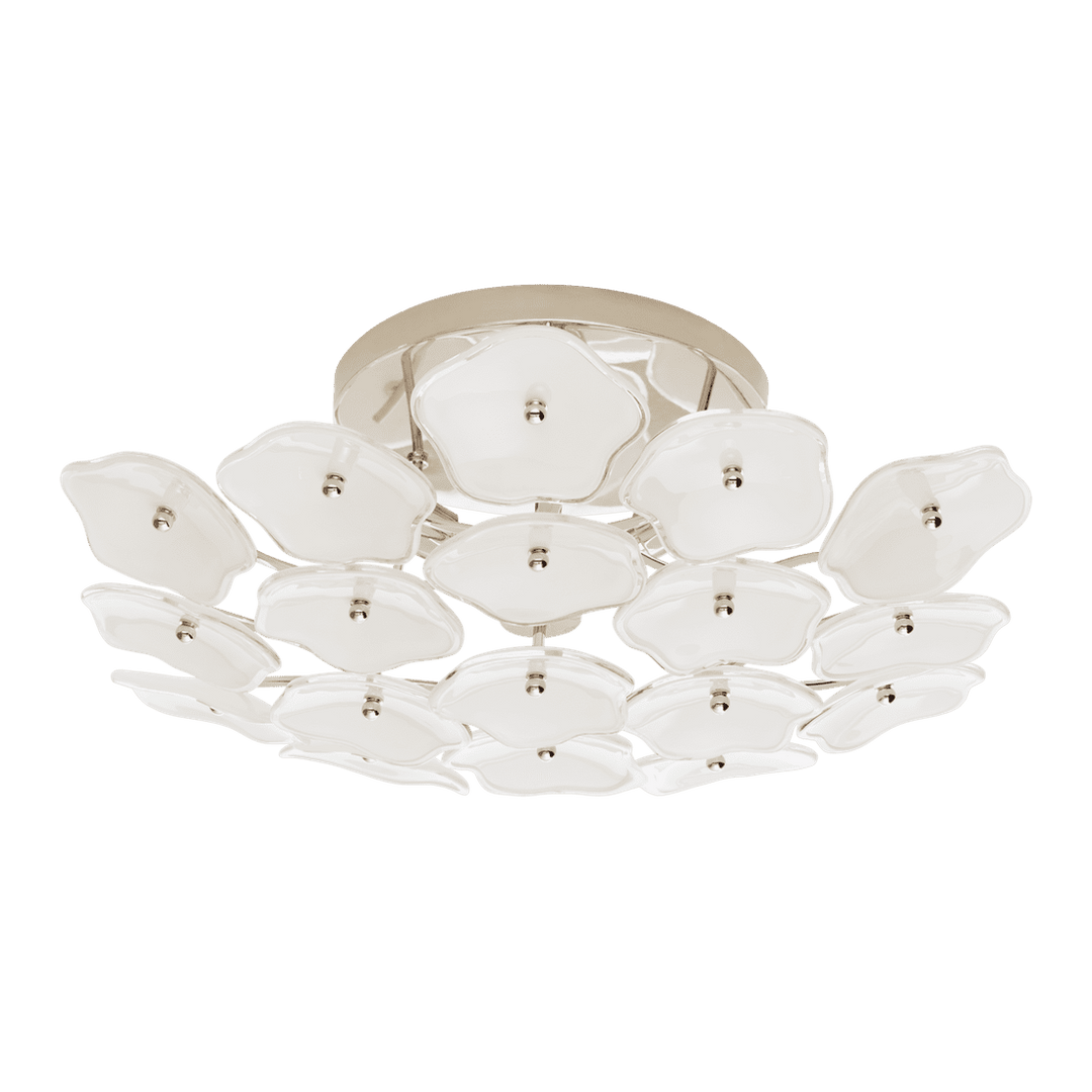 Leighton Medium Flush Mount - Polished Nickel with Cream Tinted Glass Visual Comfort 1