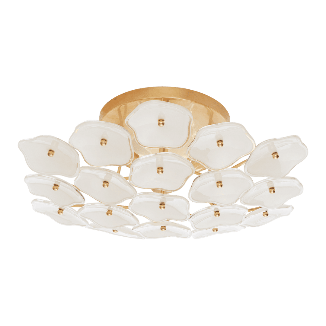 Leighton Medium Flush Mount - Soft Brass with Cream Tinted Glass Visual Comfort 1