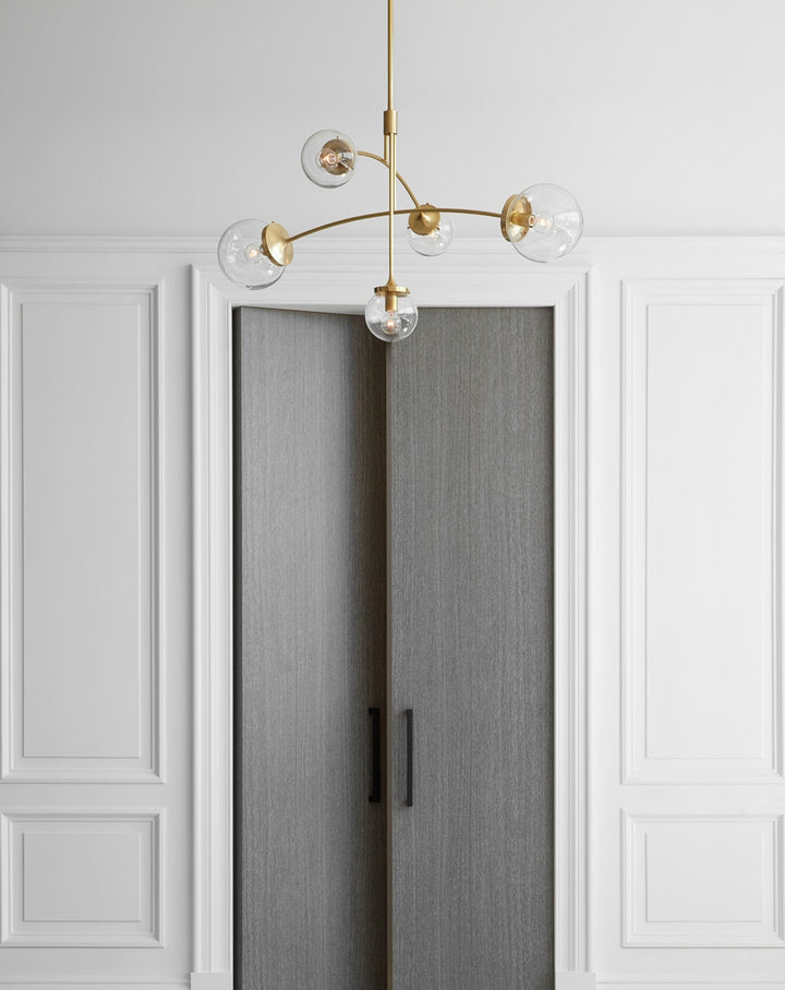 Prescott Medium Mobile Chandelier - Soft Brass with Clear Glass Visual Comfort 2