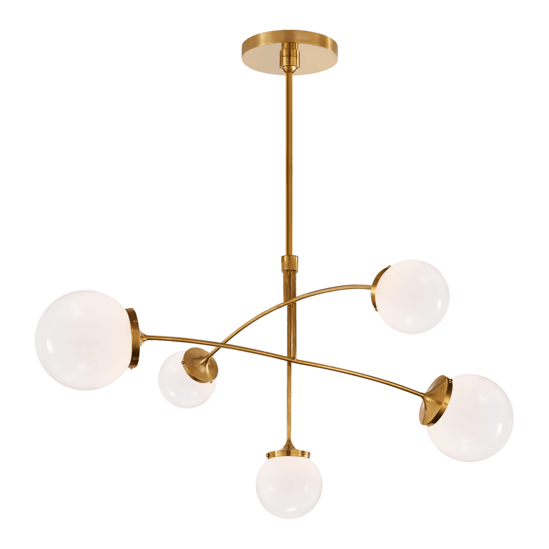 Prescott Medium Mobile Chandelier - Soft Brass with White Glass Visual Comfort 1