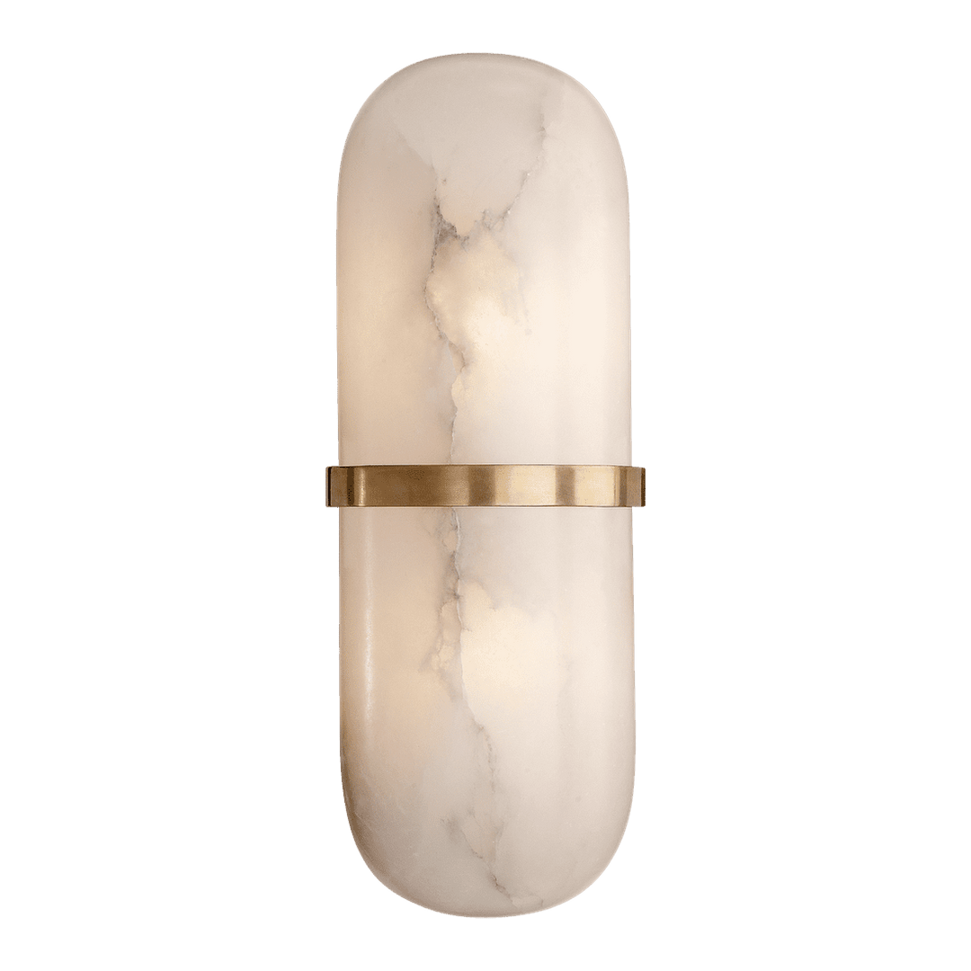 Melange Pill Form Sconce - Antique-Burnished Brass with Alabaster Visual Comfort 1