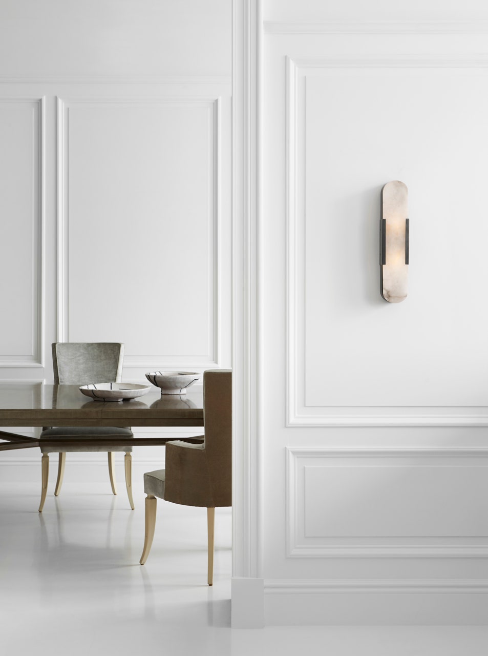 Melange Elongated Sconce - Bronze with Alabaster Visual Comfort 2