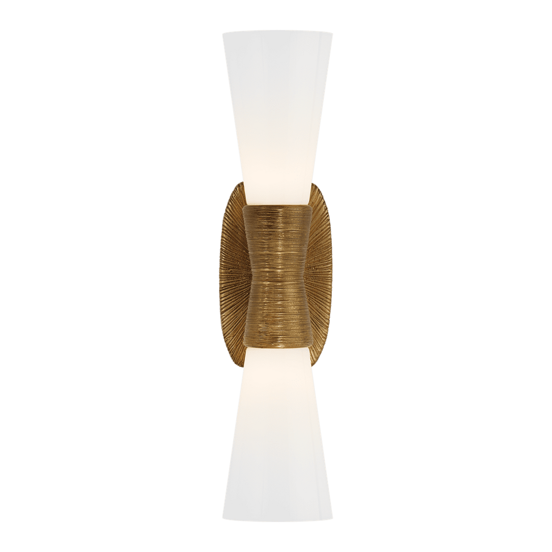 Utopia Small Double Bath Sconce - Gild with White Glass Visual Comfort 1