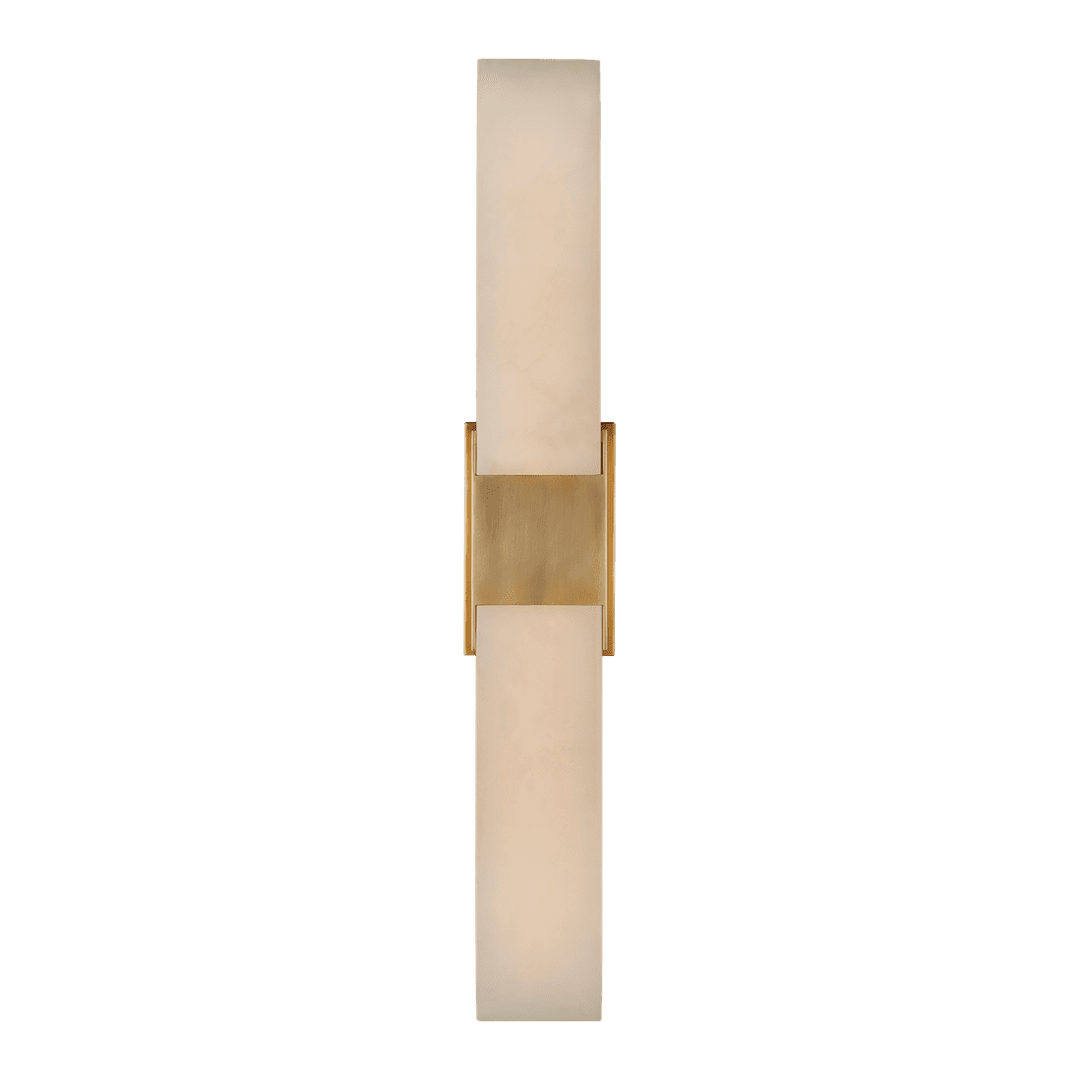 Covet Double Box Sconce - Antique-Burnished Brass with Alabaster Visual Comfort 1