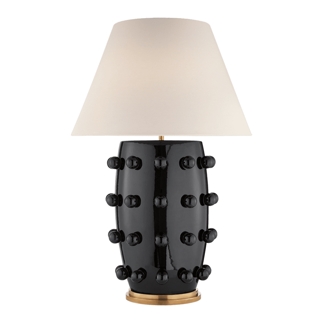 Linden Table Lamp - Black with Linen Shade Visual Comfort 1