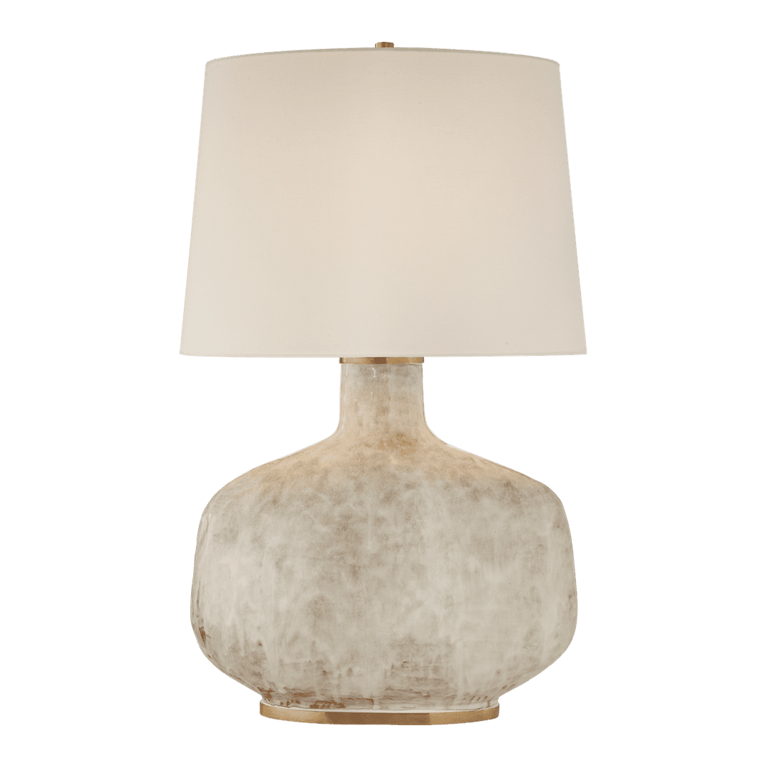 Beton Large Table Lamp - Antiqued White Ceramic with Linen Shade Visual Comfort 1