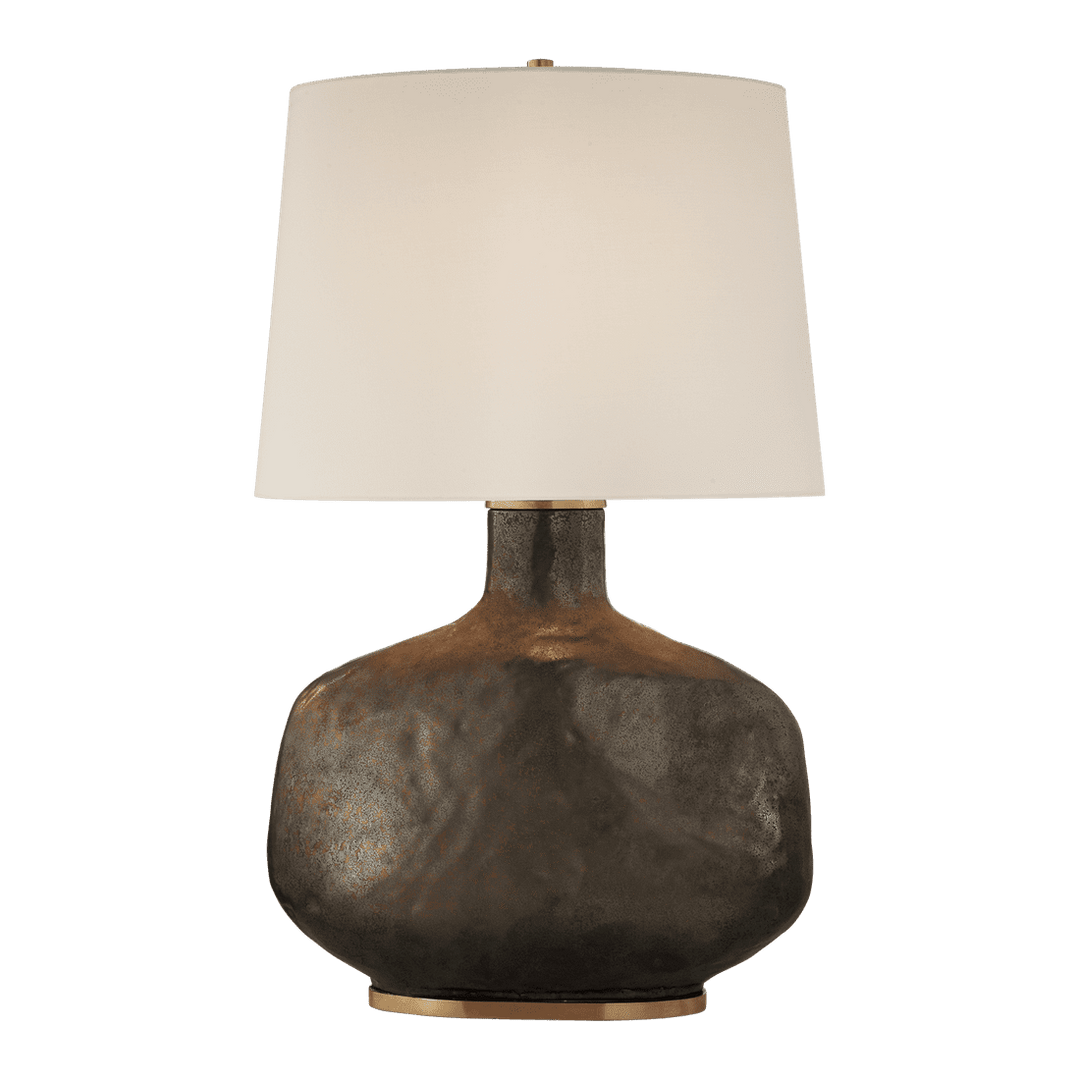 Beton Large Table Lamp - Crystal Bronze Ceramic with Linen Shade Visual Comfort 1