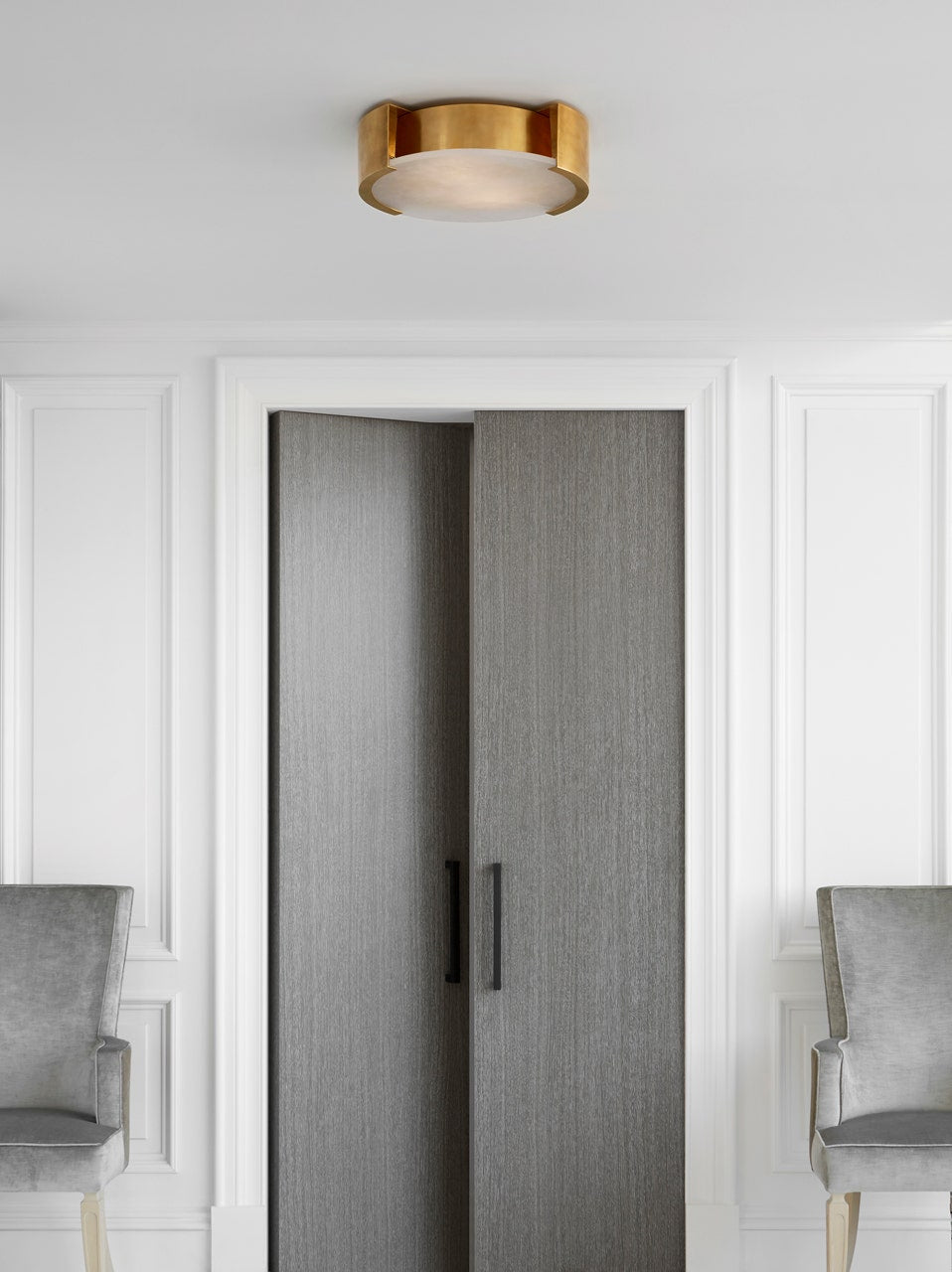 Melange Large Flush Mount - Antique-Burnished Brass with Alabaster Visual Comfort 3