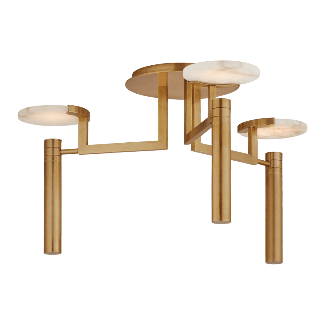 Melange Large Floating Disc Semi-Flush Chandelier - Antique-Burnished Brass with Alabaster Visual Comfort 1