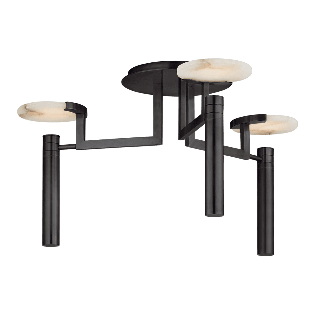 Melange Large Floating Disc Semi-Flush Chandelier - Bronze with Alabaster Visual Comfort 1