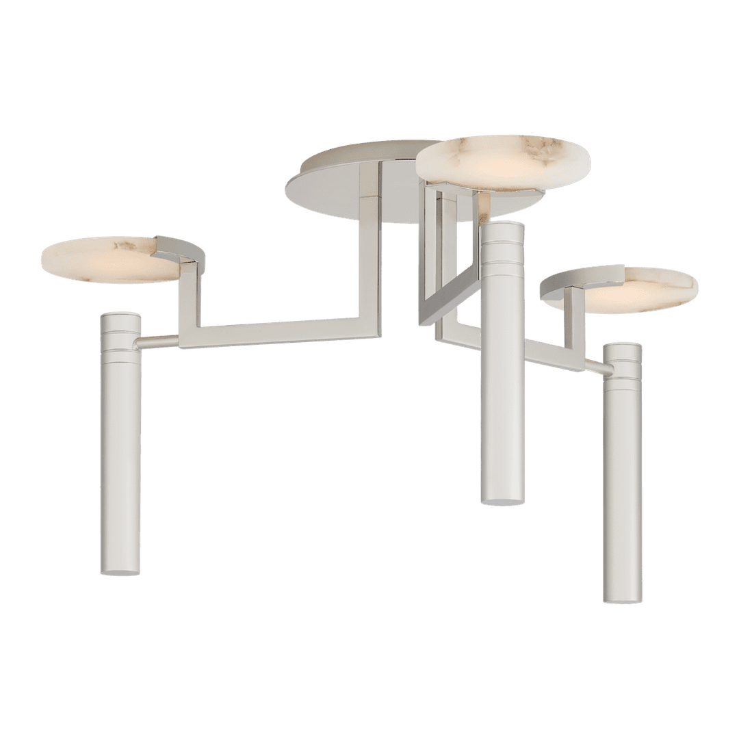 Melange Large Floating Disc Semi-Flush Chandelier - Polished Nickel with Alabaster Visual Comfort 1