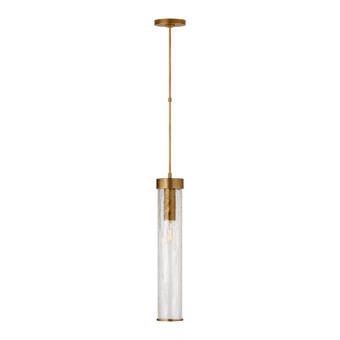 Liaison Long Pendant - Antique-Burnished Brass with Crackle Glass Visual Comfort 1