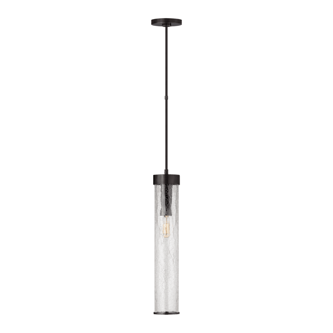 Liaison Long Pendant - Bronze with Crackle Glass Visual Comfort 1