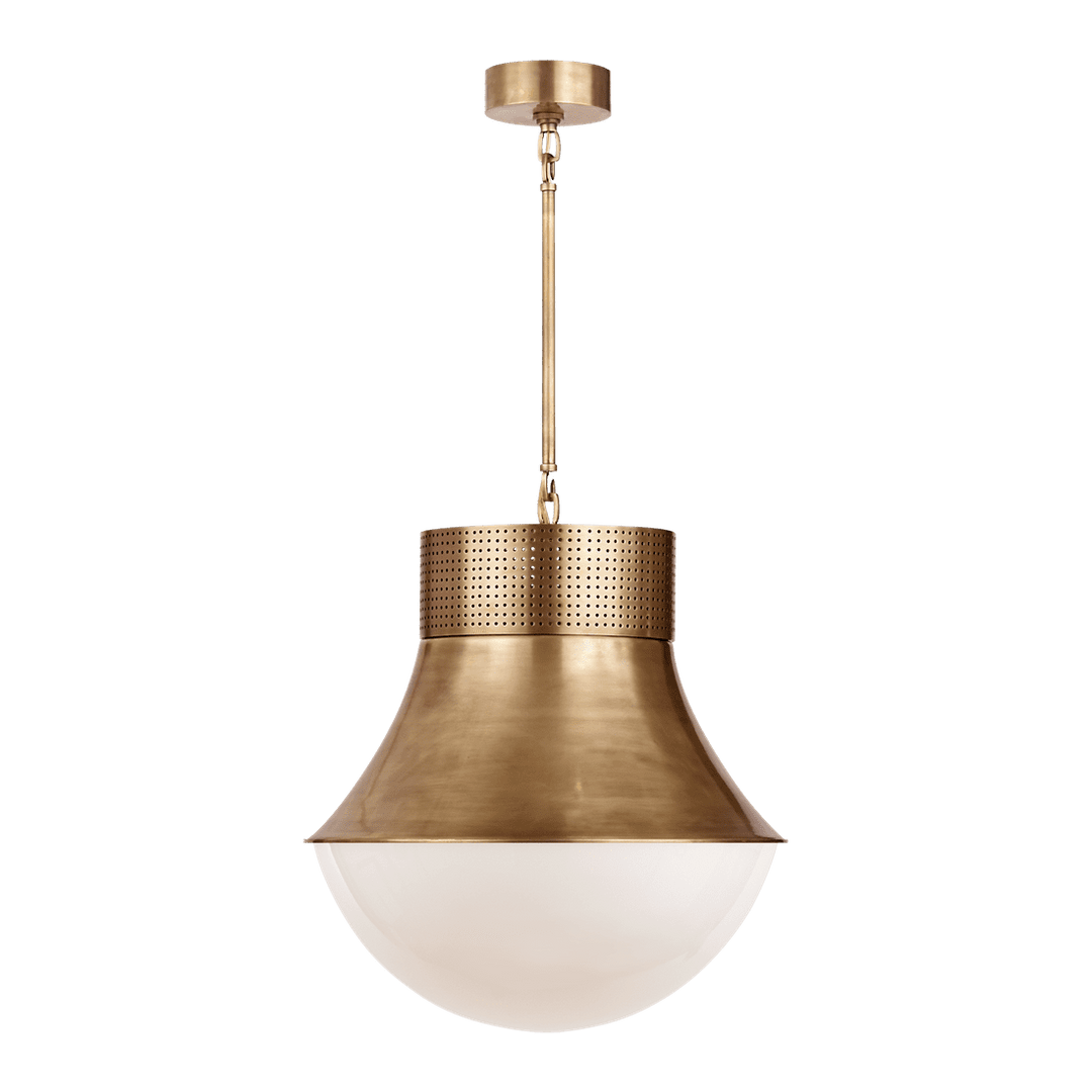 Precision Large Pendant - Antique-Burnished Brass with White Glass Visual Comfort 1