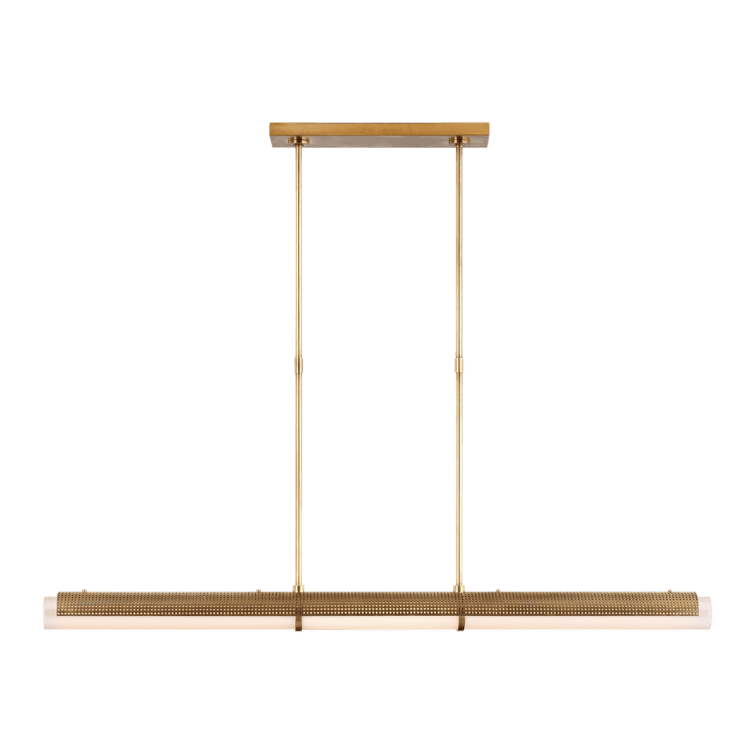 Precision Large Linear Chandelier - Antique-Burnished Brass with White Glass Visual Comfort 1