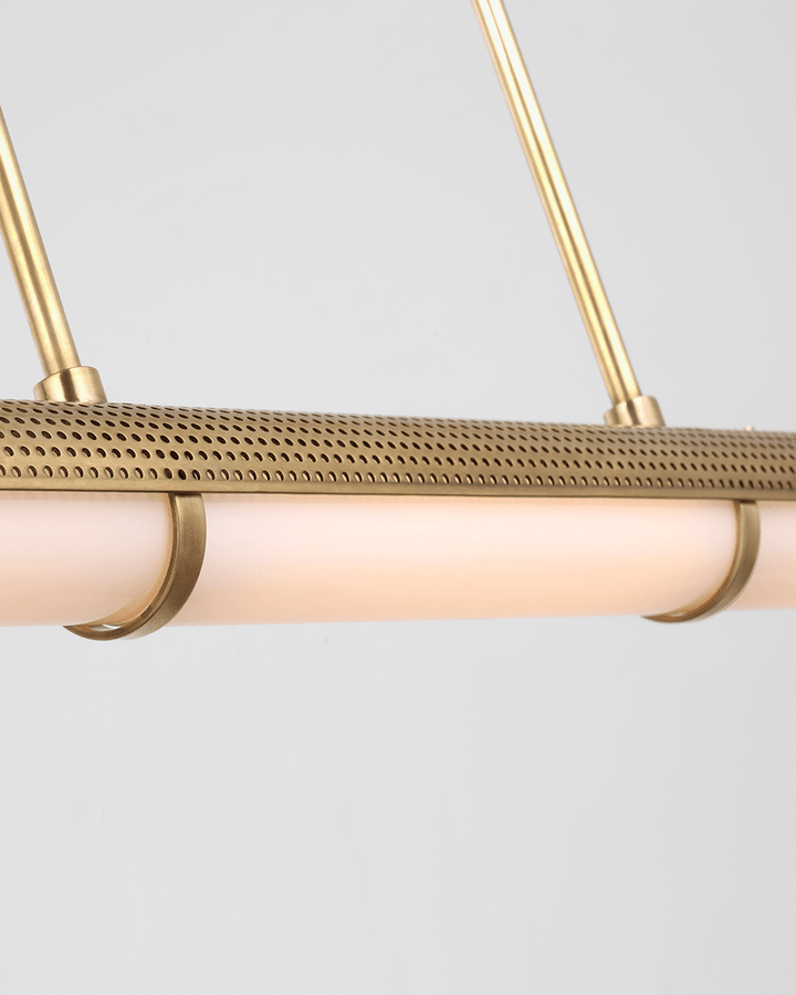 Precision Large Linear Chandelier - Antique-Burnished Brass with White Glass Visual Comfort 5