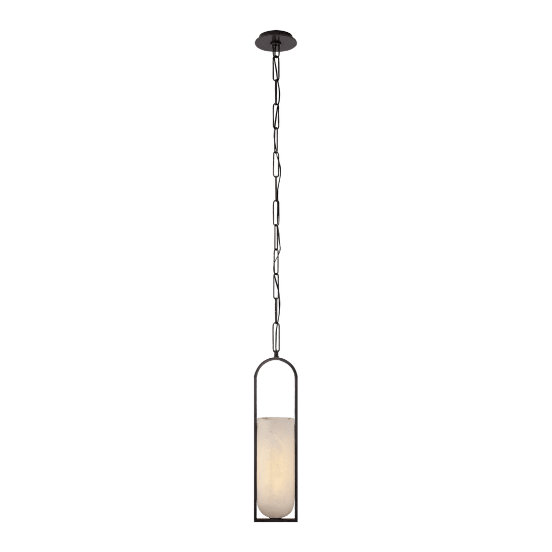 Melange Small Elongated Pendant - Bronze with Alabaster Shade Visual Comfort 1