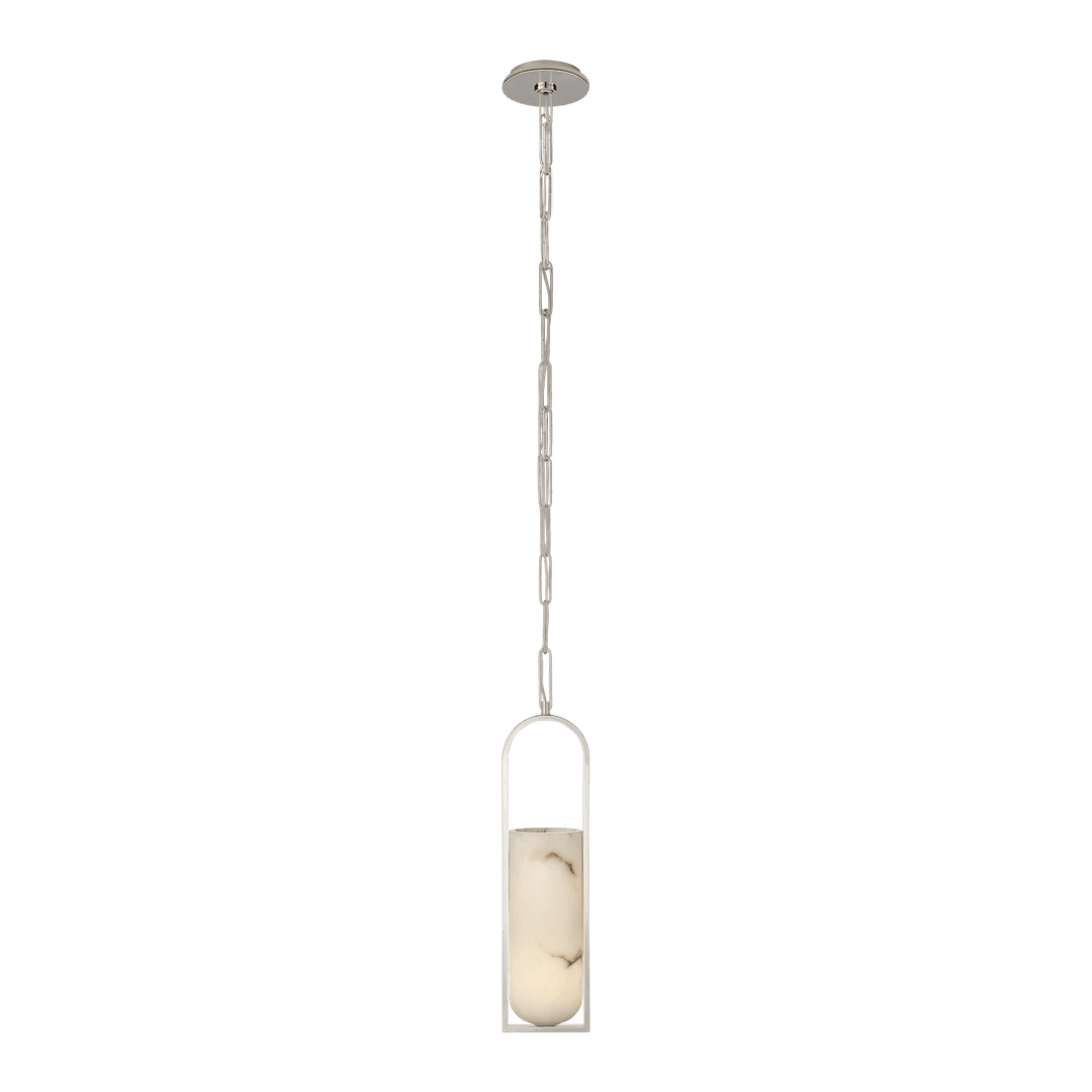 Melange Small Elongated Pendant - Polished Nickel with Alabaster Shade Visual Comfort 1