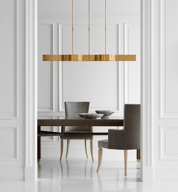 Avant Large Linear Pendant - Antique-Burnished Brass with Frosted Glass Visual Comfort 2