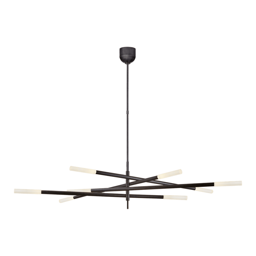 Rousseau Grande Eight Light Articulating Chandelier - Bronze with Etched Crystal Visual Comfort 1