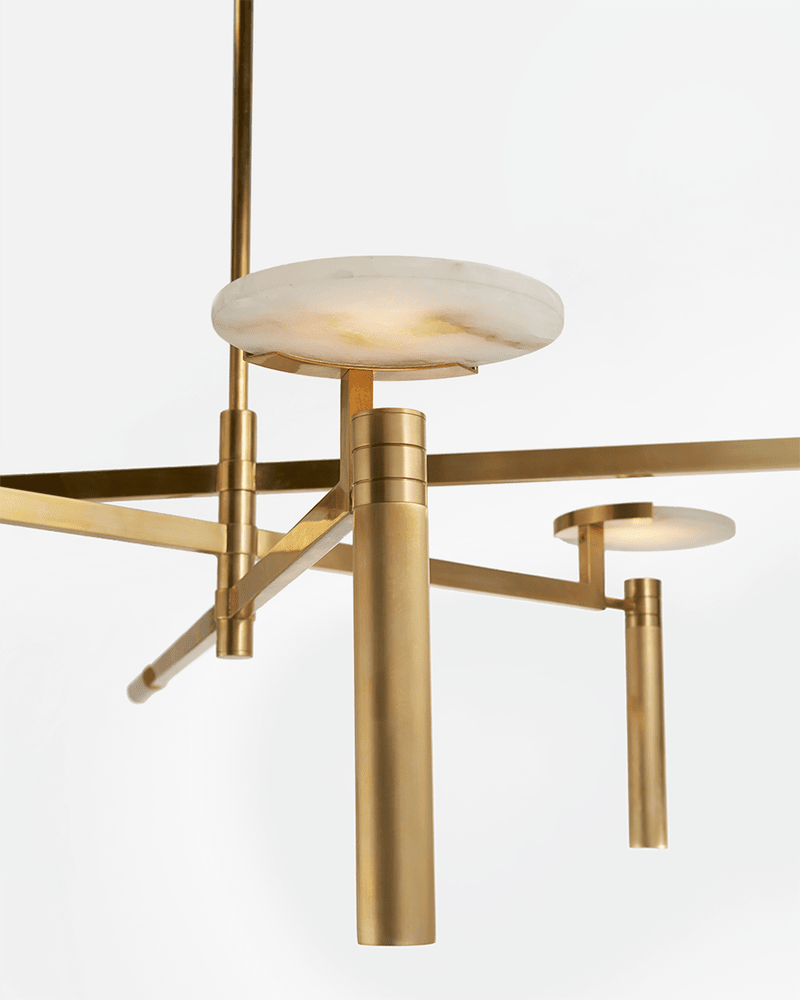 Melange Large Floating Disc Chandelier - Antique-Burnished Brass with Alabaster Visual Comfort 2