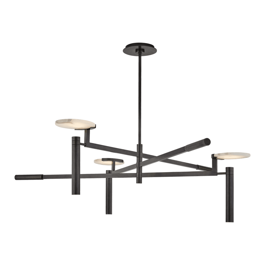 Melange Large Floating Disc Chandelier - Bronze with Alabaster Visual Comfort 1