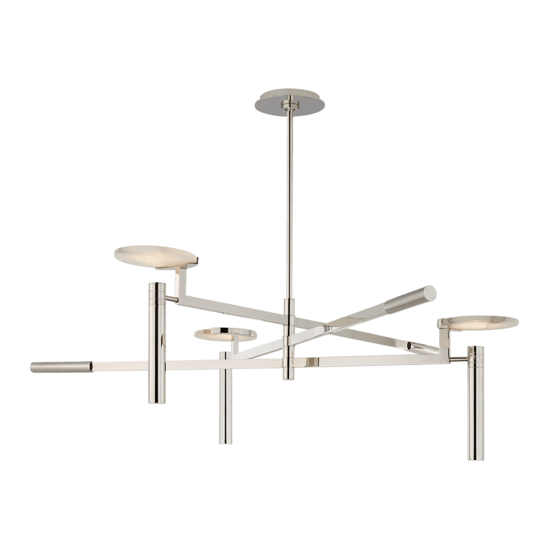 Melange Large Floating Disc Chandelier - Polished Nickel with Alabaster Visual Comfort 1