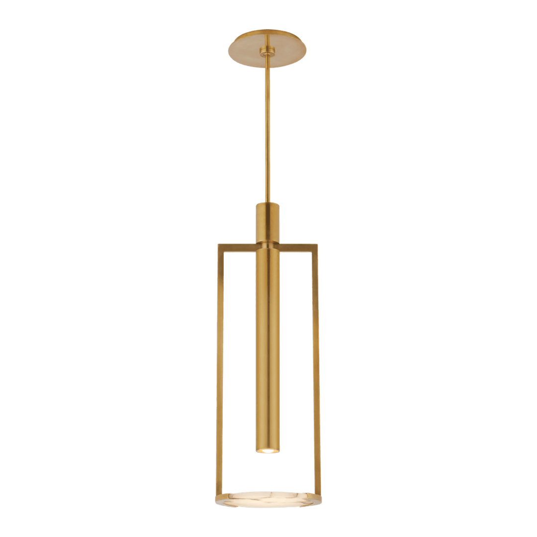 Melange Medium Floating Disc Pendant - Antique-Burnished Brass with Alabaster Visual Comfort 1
