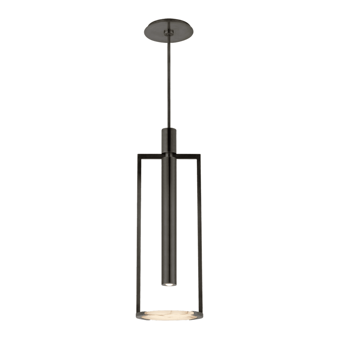 Melange Medium Floating Disc Pendant - Bronze with Alabaster Visual Comfort 1
