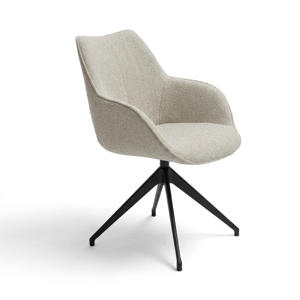 Kiq Beige Monza Melange Swivel Dining Armchair - Black