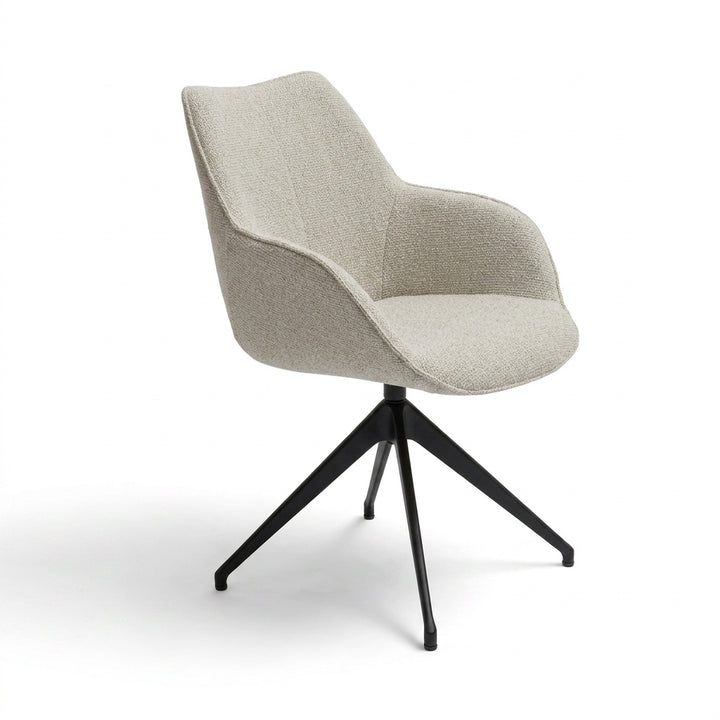 Kiq Beige Monza Melange Swivel Dining Armchair - Black