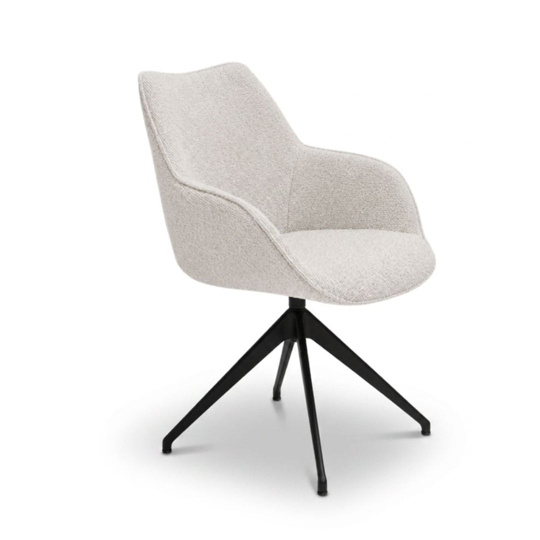 Kiq Cream Monza Melange Swivel Dining Armchair - Black