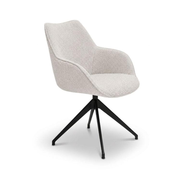 Kiq Cream Monza Melange Swivel Dining Armchair - Black