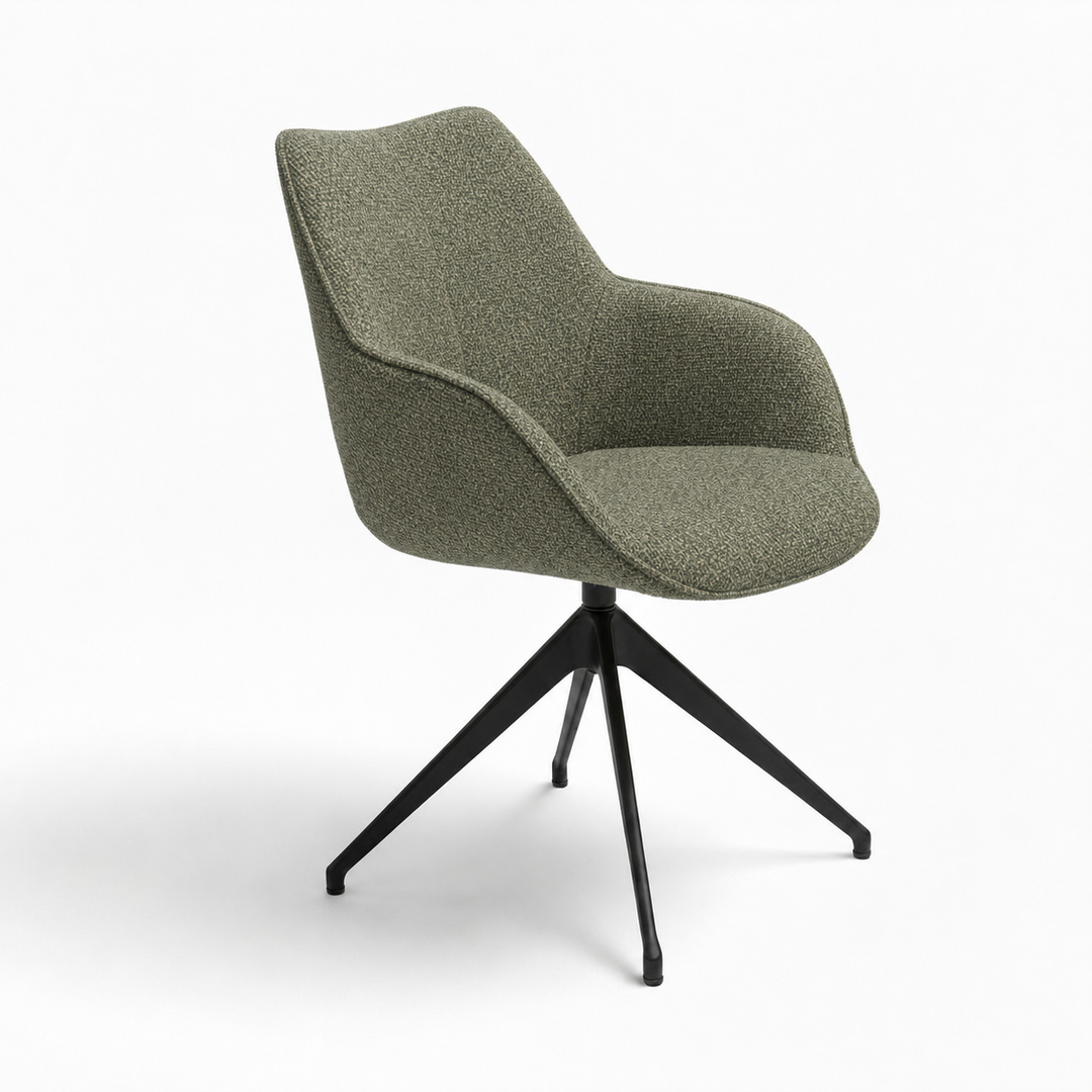 Kiq Green Monza Melange Swivel Dining Armchair - Black