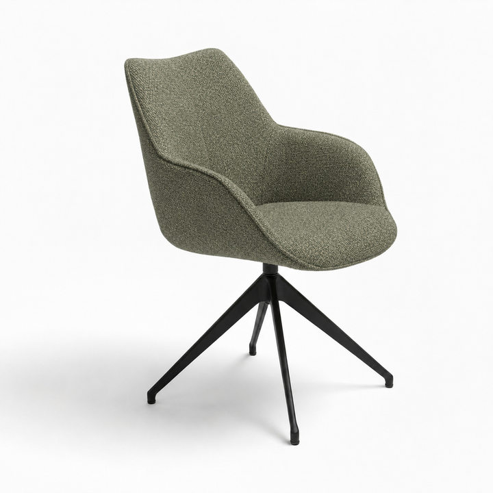 Kiq Green Monza Melange Swivel Dining Armchair - Black