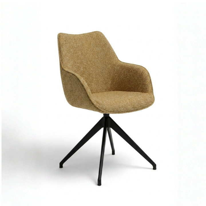 Kiq Mustard Monza Melange Swivel Dining Armchair - Black