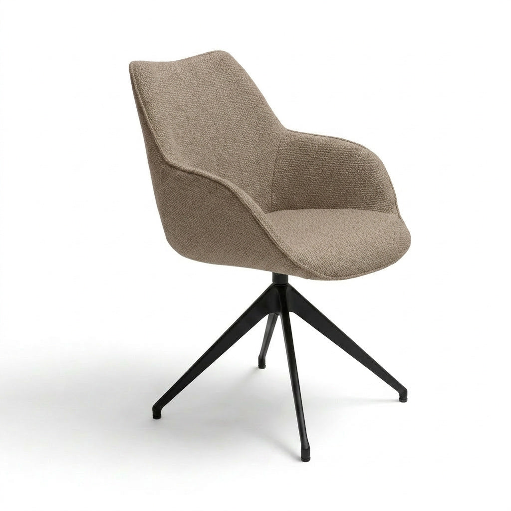 Kiq Taupe Monza Swivel Dining Armchair - Black
