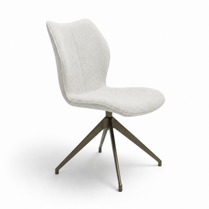 Kiq Cream Monza Swivel Dining Chair - Anodic Brown