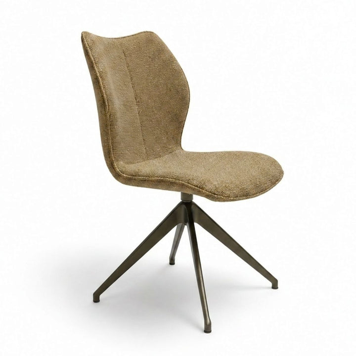 Kiq Mustard Monza Melange Swivel Dining Chair - Anodic Brown