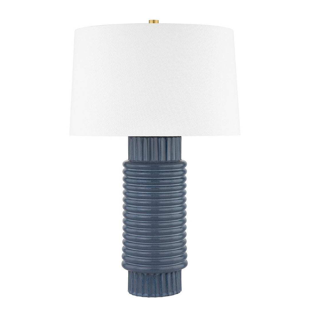 Broderick 1 Light Table Lamp - Aged Brass & Ceramic Grey Blue Hudson Valley Lighting 1