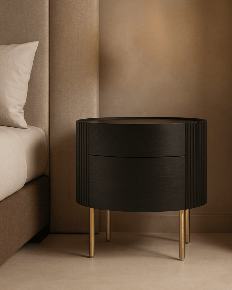 Lantine Bedside Table - Black Oak Tommy Franks 2