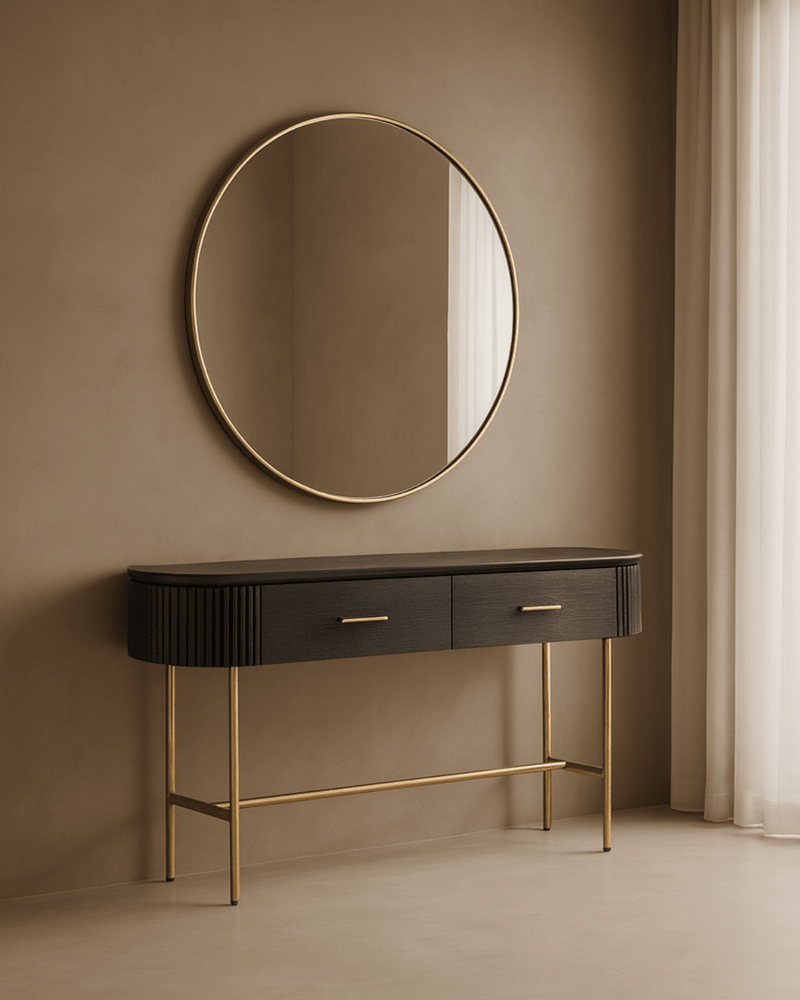 Lantine Console Table - Black Oak & Brass Tommy Franks 2